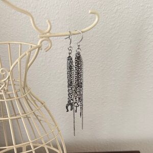Elegant Silver Chain Dangle Earrings